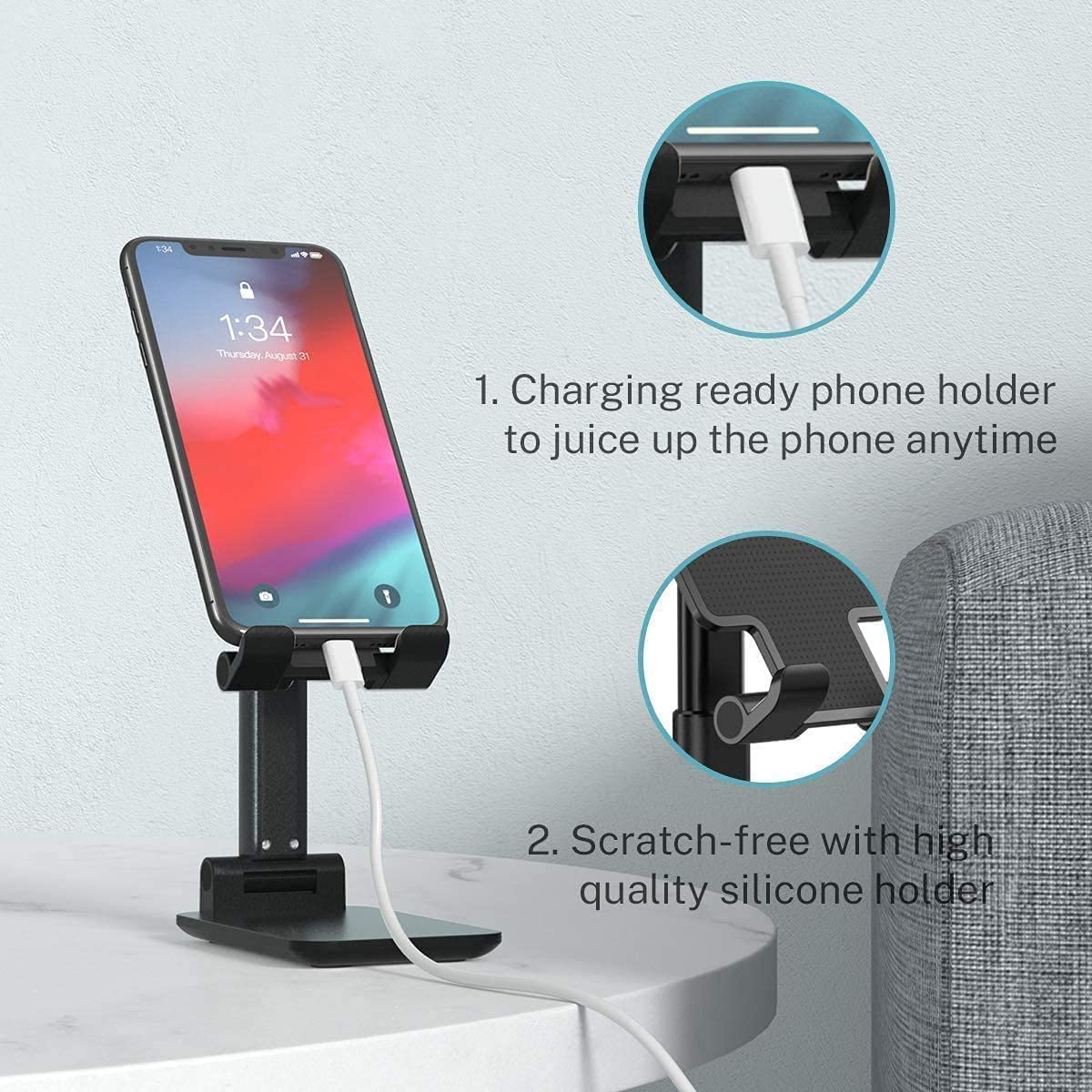 Adjustable and Foldable Desktop Phone Holder Stand for Phones