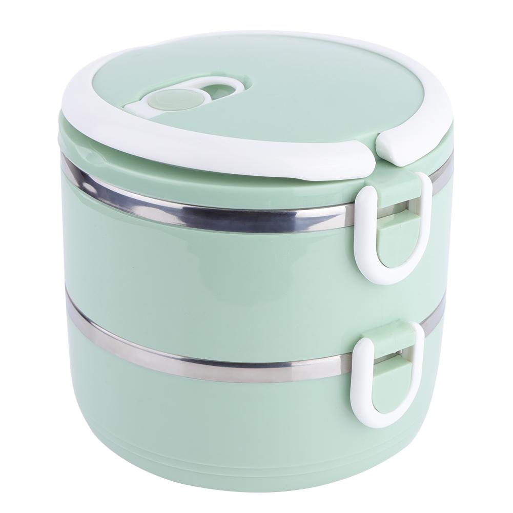 Stainless Steel 2-Layer Thermal Lunch Box Stackable Leakproof Food Container