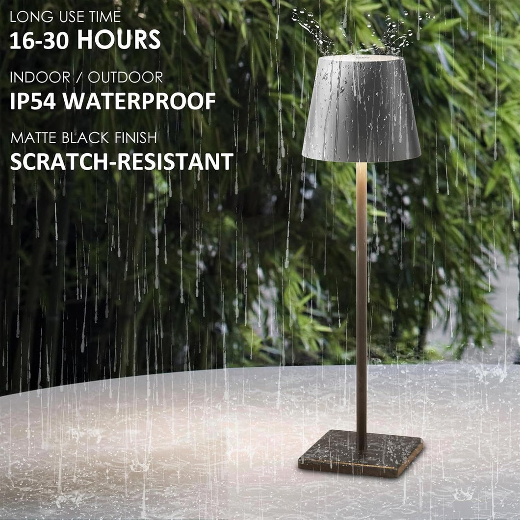 2 Pack LED Cordless Table Lamp, Rechargeable Battery Desk lamp 5000mAh Battery Operated Stepless Dimming Modern Portable Table Light for Restaurant/Dinner/Table/Bedroom/Outdoor IP54 Waterproof (Black)
