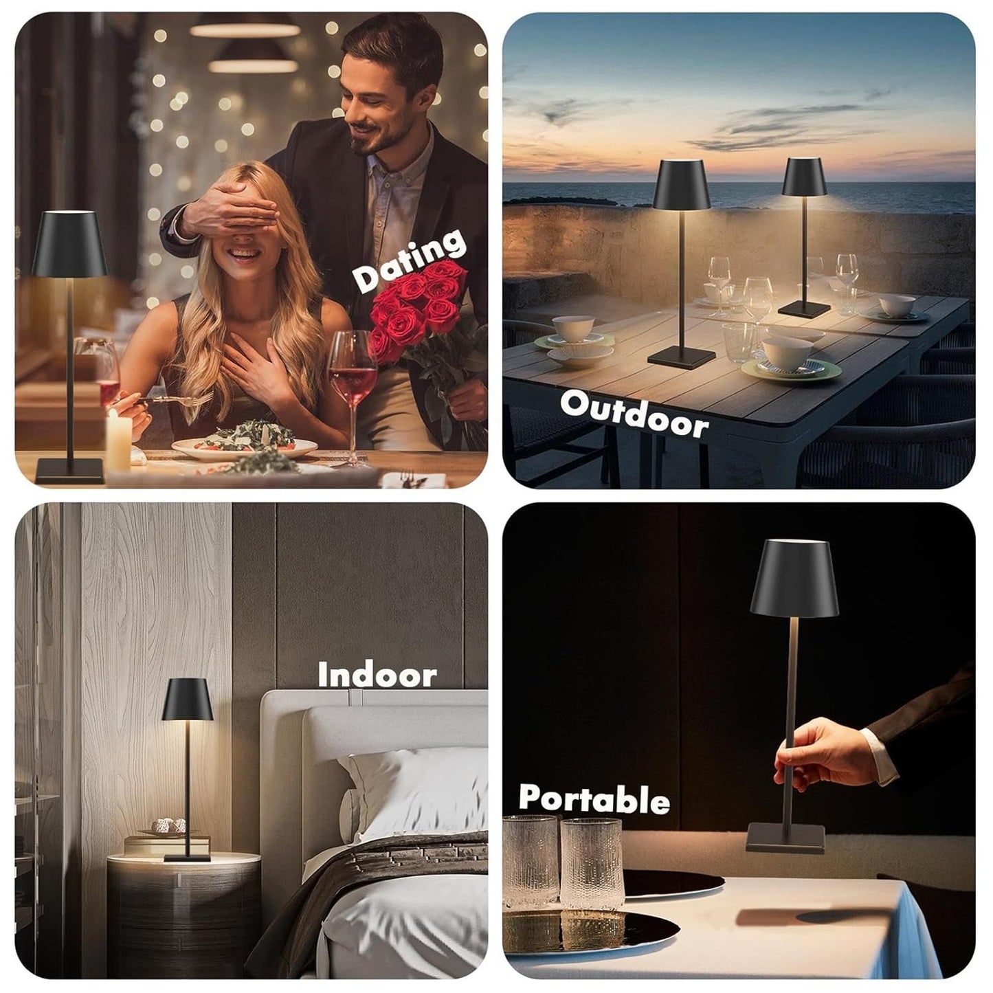 LED Cordless Table Lamp, Rechargeable Battery Desk lamp 5000mAh Battery Operated Stepless Dimming Modern Portable Table Light for