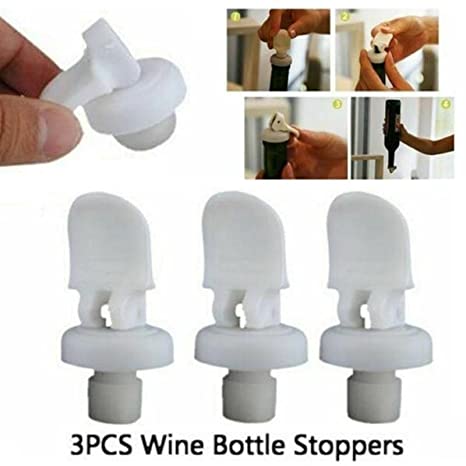 3 Pcs White Plastic Reusable Leakproof Airtight Magical Expanded Bottle Lid Cap for Wine Beer Oil Sealer Stopper