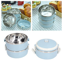 Load image into Gallery viewer, Round Thermal Lunch Box, Leak Proof 3 Layer Lock Design Portable Stainless Steel
