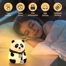 Load image into Gallery viewer, Panda Night Lamp, Panda Touch Silicone Lamp, 7 Colour Changing Light For Kids Bedroom, Usb Rechargeable,Birthday Gift For Girls And Boys (Close Eye), Multicolor, led
