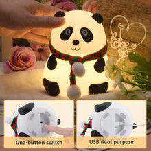 Load image into Gallery viewer, Panda Night Lamp, Panda Touch Silicone Lamp, 7 Colour Changing Light For Kids Bedroom, Usb Rechargeable,Birthday Gift For Girls And Boys (Close Eye), Multicolor, led
