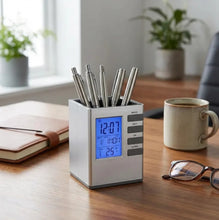 Load image into Gallery viewer, 1 Compartments Plastic Cube Desk Clock Stand With Alarm (Silver)
