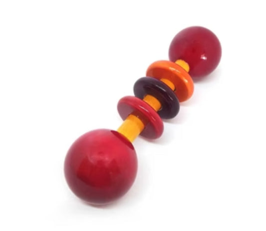 Colorful Wooden Dumbbell Baby Rattle Toys _ 1 Piece