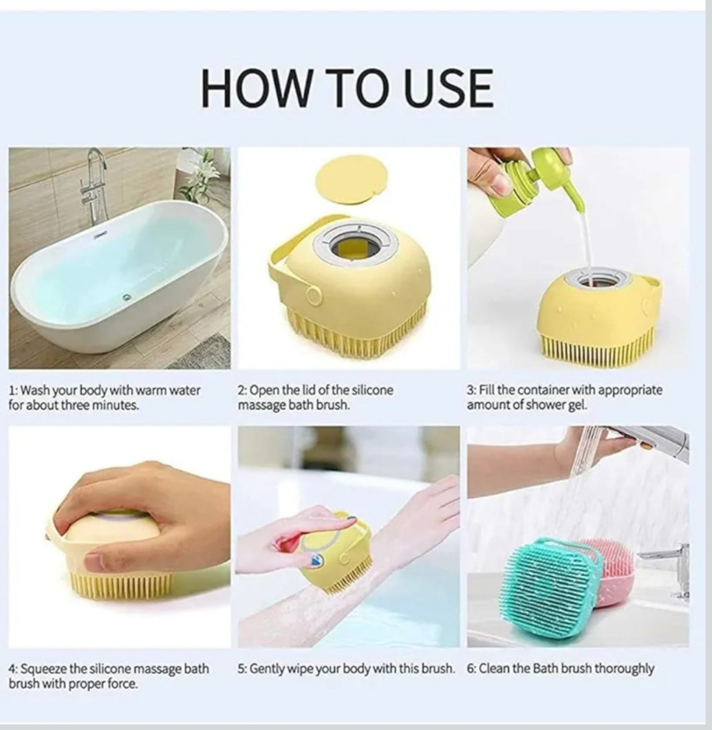 Body Scrubber with Soap Dispenser Brush, Silicone Exfoliating Brushes, Soft Body Exfoliator, Bath Loofah for Babies, Kids, Women, Men and Pets - Pack