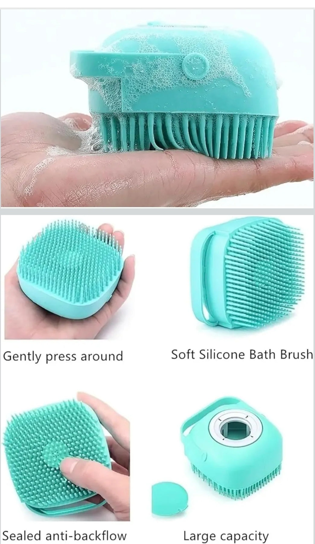 Body Scrubber with Soap Dispenser Brush, Silicone Exfoliating Brushes, Soft Body Exfoliator, Bath Loofah for Babies, Kids, Women, Men and Pets - Pack