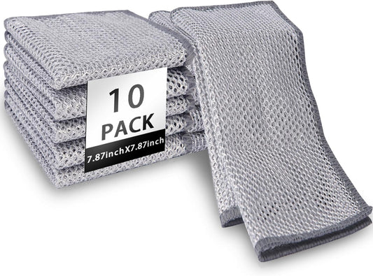 Non Scratch Wire Dish Cloth (Pack of 10), Steel Scrubber for Utensils Cleaning, Multipurpose Wet and Dry Cleaning, Stainless-Steel Dish Wash Scrubber