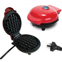 Load image into Gallery viewer, Mini Waffle Maker 4 Inch- 350 Watts: Stainless Steel Non-Stick Electric Iron Machine for Individual Belgian Waffles, Pan Cakes (Mini Waffle Maker + Waffles Recipe Book, Red)
