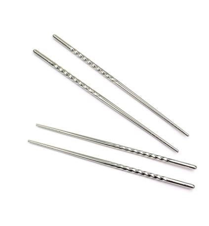 Reusable Metal Chopsticks Stainless Steel Spiral 1 Pair