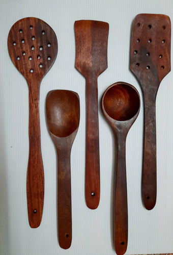 Wooden Serving and Cooking Spoon- Set of 5 - mycookwareshop