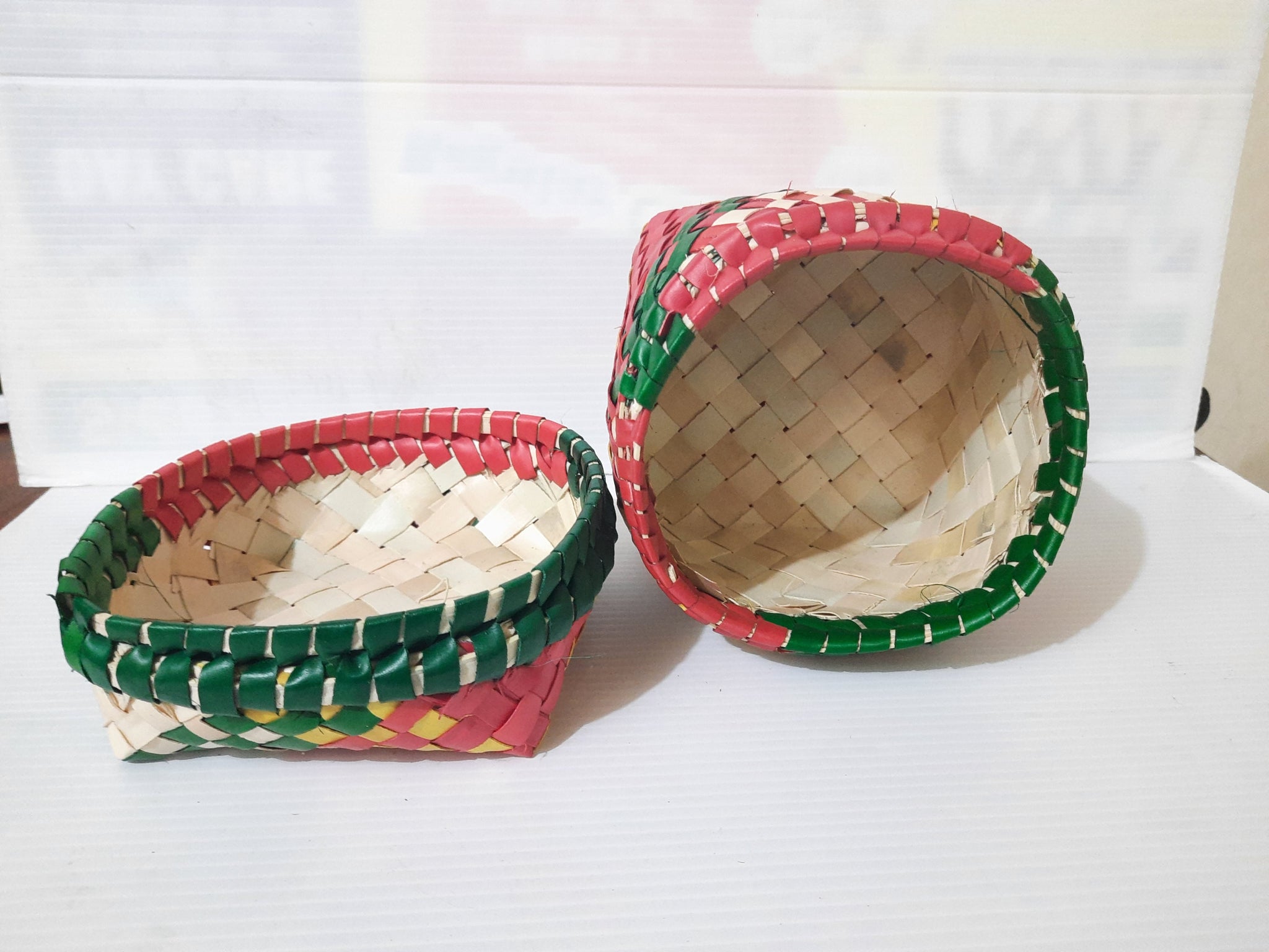 Palm Leaf Utility Basket with Lid (Single) - Multicoloured