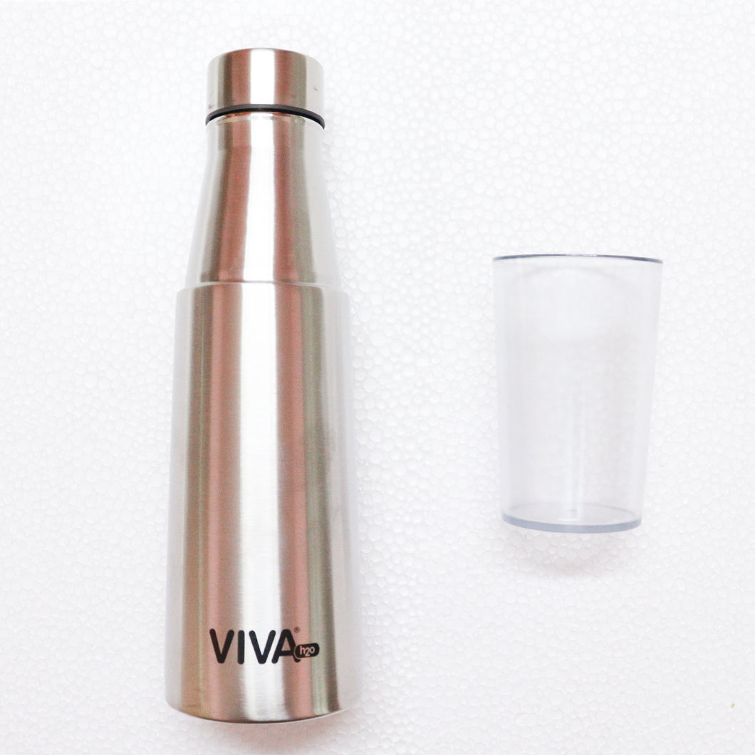 Viva H2O Stainless Steel Water Bottle 700 ML with Drinking Cup