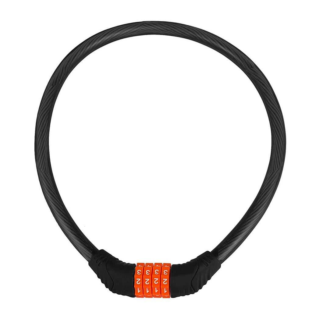 Heavy Duty 4 Digit Number Lock Helmet Lock Multipurpose Lock Bike Lock Combination Lock (Black & Orange - 1st Generation)