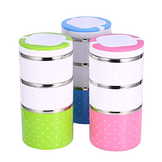 Hot Vacuum Insulated 3 Layer Lunch Box Set with Handle