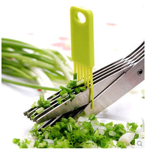 Load image into Gallery viewer, Shredding Scissors with Cleaning Comb/Multi-Function 5 Blade Vegetable Stainless Steel Herbs Scissor with Blade Comb - Color May Vary

