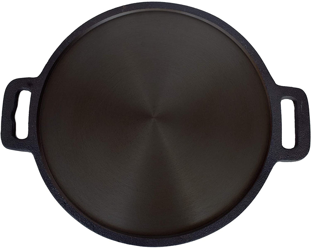 Cast Iron Dosa Tawa Premium Quality 12 inches Double Handle Pre-Seasoned, Perfect for Cooking on Gas