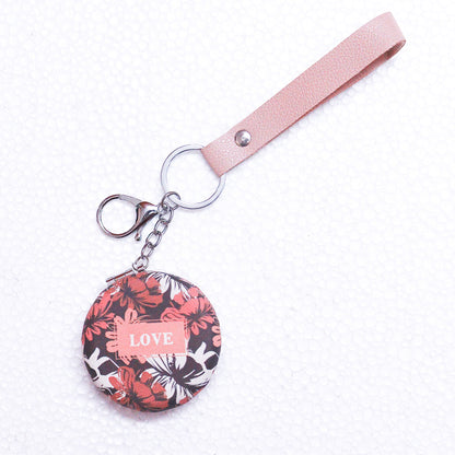 Cute Small Pocket Double Side Mirror with Keychain Hanging