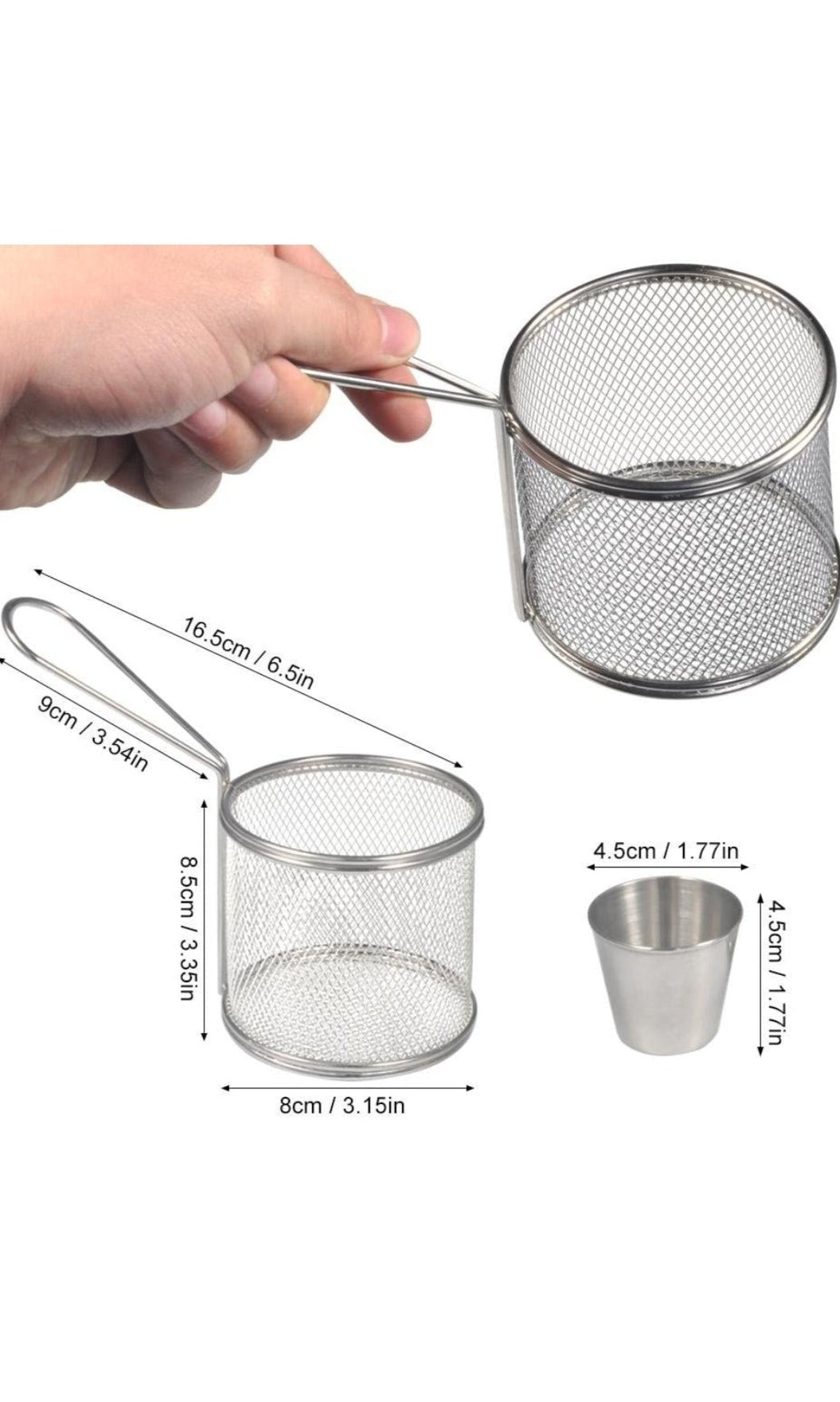  Round Stainless Steel French Fries Mesh Fryer Basket 