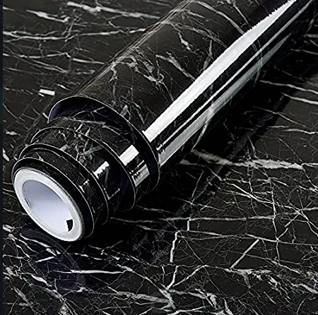 Black Marble Self Adhesive Sticker Roll - Waterproof Stickers