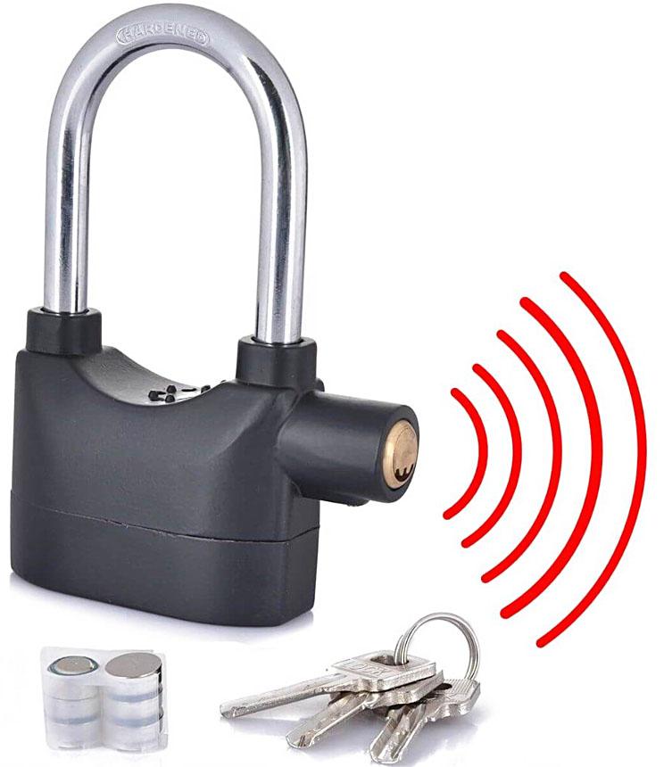 Anti-Theft Motion Sensor Security Padlock Siren Alarm Lock for Motor, Bikes, Home (Multi-Colour, King Size)