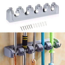 Load image into Gallery viewer, Mop and Broom Holder; Upgraded with Effective Strong Holding 5 Slot Position with 6 Hooks Garage Storage up to 11 Tools Wall Mounted; Organize Ideas; Standard Size (Broom Holder)
