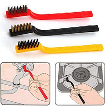Load image into Gallery viewer, Set of 3 Pc Mini Wire Brush Cleaning Tool Kit Brass, Nylon, Stainless Steel Bristles, Gas Cleaning Brushes Iron Nylon Copper Wire for Car Kitchen Gas Stove Cleaning Tool
