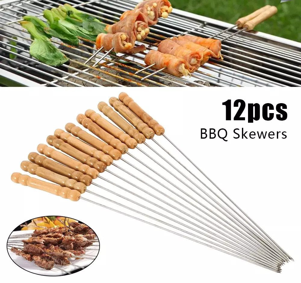 Steel 12 Pcs Barbeque Skewers Premium Quality /BBQ Sticks