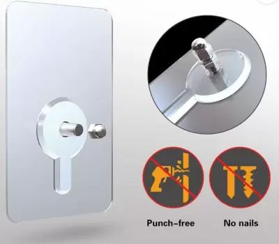 Punch-Free Non-Marking Screw Stickers Wall Picture Hook, Sticker Wall Mounted Hook