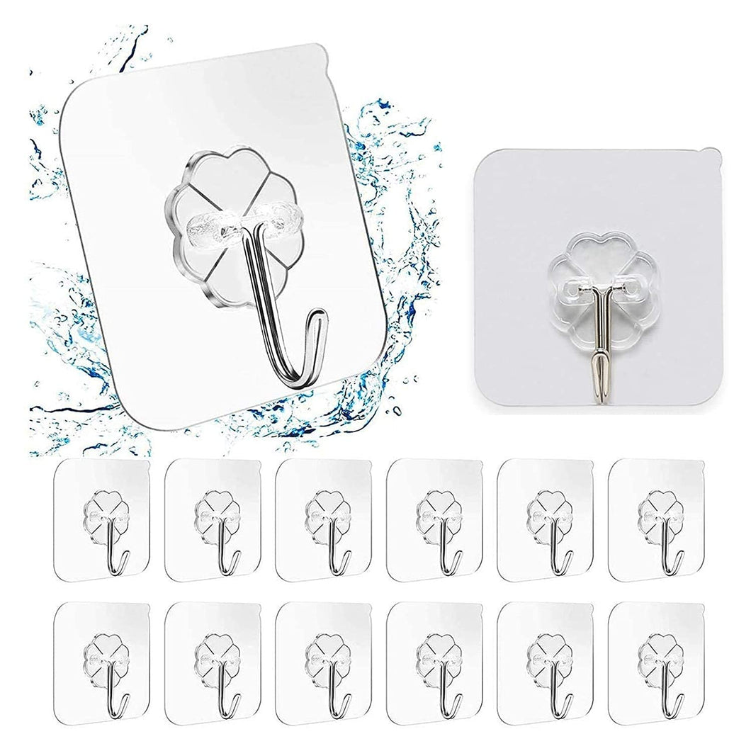 Transparent Strong Self Adhesive Door Wall Hangers Hooks Suction Waterproof Flower Plastic Strong Rack Sticky Sucker Heavy Load Rack Cup Sucker for Kitchen and Bathroom (10)