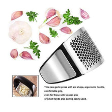 Load image into Gallery viewer, Stainless Steel Kitchen Garlic Crusher and Plastic Portable Ginger Mincer Squeezer Press Rocker Kitchen Chopper with Handle./Stainless Steel Garlic Press Chopper Crusher
