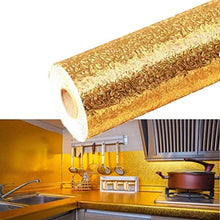 Load image into Gallery viewer, Golden Aluminium Foil Stickers, Oil Proof Kitchen Stove Stickers, Waterproof &amp; Heat Resistant Contact Paper for Kitchen
