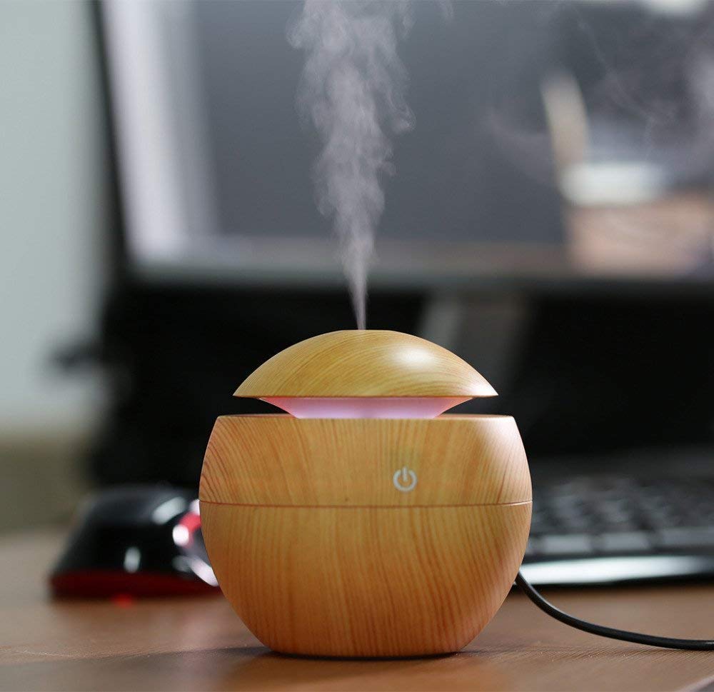 Wooden Cool Mist Humidifiers Essential Oil Diffuser Aroma Air Humidifier with Colorful Change for Car, Office, Babies, humidifiers for home, air humidifier for room (multi coloured)