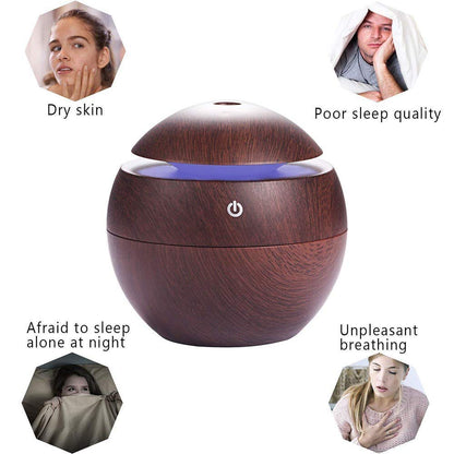 Wooden Cool Mist Humidifiers Essential Oil Diffuser Aroma Air Humidifier with Colorful Change for Car, Office, Babies, humidifiers for home, air humidifier for room (multi coloured)