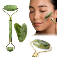 Load image into Gallery viewer, Smooth Face Massager For Women &amp; Face Roller Natural Face Roller Massager Jade Stone with Gua Sha Tool For Face Eye Massager Neck Foot Face Roller For Women Tool Facial Roller (green Shade)
