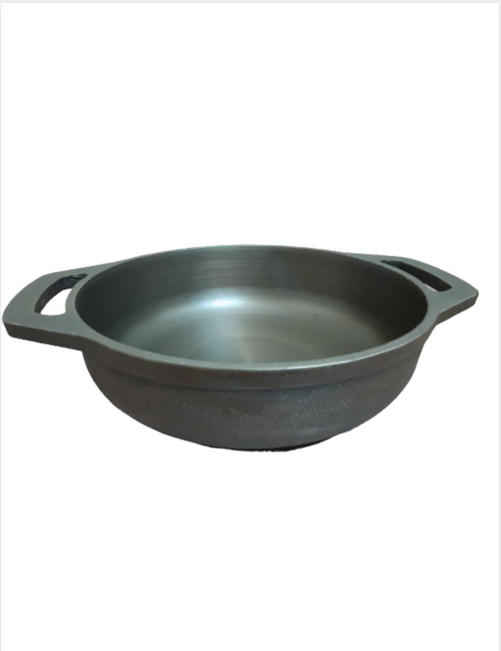 Pre-seasoned Cast Iron Kadai/ Wok With Flat Bottom 11 inch