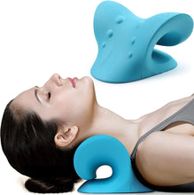 Load image into Gallery viewer, Neck and Shoulder Relaxer, Cervical Traction Device for TMJ Pain Relief and Cervical Spine Alignment, Chiropractic Pillow Neck Stretcher(Blue)
