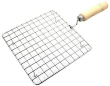 Load image into Gallery viewer, Roasting Net with Steel Tong,Stainless Steel Wire Roaster, Wooden Handle with Roasting Net, Papad Jali,Roti Grill,Chapati Grill (Square Roaster+ 1 Tong/Chimta) -1 pc
