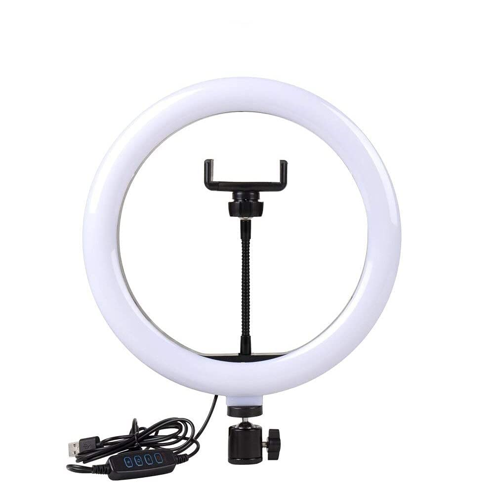 Portable LED Ring Light with 3 Color Modes Dimmable Lighting | for YouTube | Photo-Shoot | Video Shoot | Live Stream | Makeup & Vlogging | Compatible with iPhone/Android Phones & Cameras