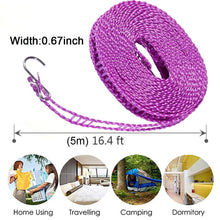 Load image into Gallery viewer, 5 Meters Windproof Anti-Slip Clothes Washing Line Drying Nylon Rope with Hooks 5 Meter Nylon Clothesline Rope (Color May Vary)
