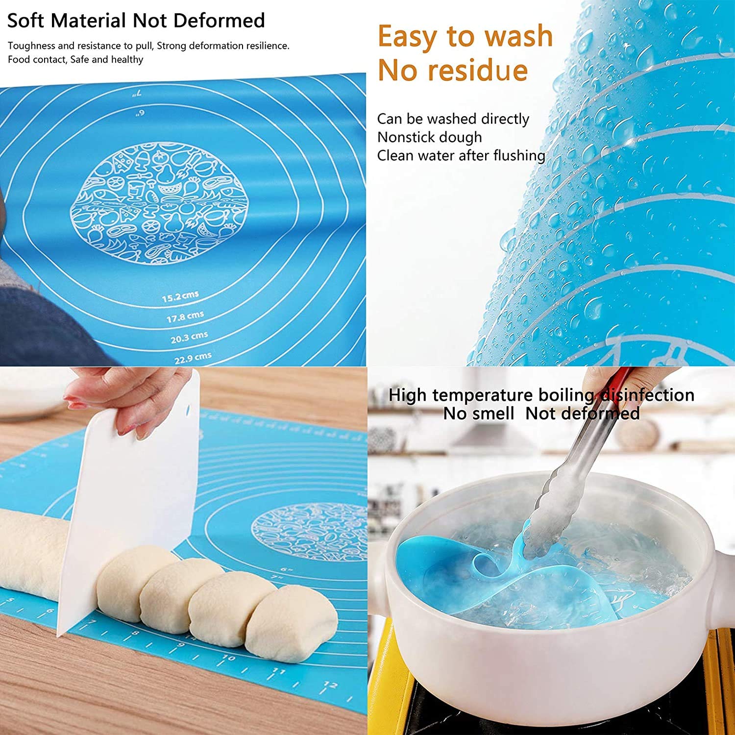 1pc Silicone Kneading Mat, Green Water Proof Heat Resistant Mat For Kitchen  Baking