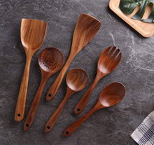 Load image into Gallery viewer, Premium Quality Wooden Cooking Kitchen Utensil Set/ Non-stick Pan Kitchen Tool Wooden Cooking Spoons and Spatulas Wooden Spoons for cooking salad fork
