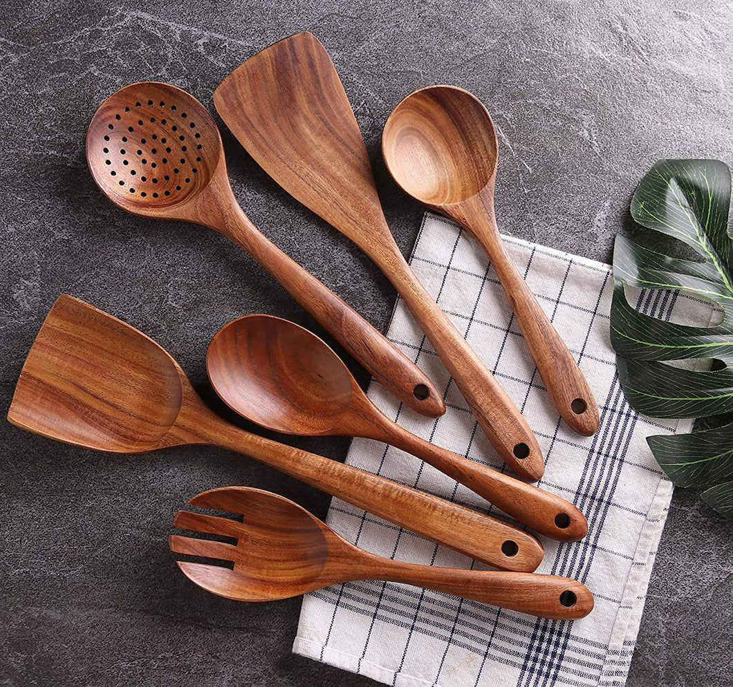 Premium Quality Wooden Cooking Kitchen Utensil Set/ Non-stick Pan Kitchen Tool Wooden Cooking Spoons and Spatulas Wooden Spoons for cooking salad fork