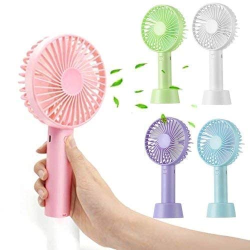 Mini Portable USB Hand Fan Rechargeable Battery Operated Personal Table Fan with Standing Holder Handy