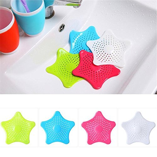 Silicone Star Shaped Sink Filter Bathroom Hair Catcher, Drain Strainers Cover Trap for Basin (Random Color, Standard)