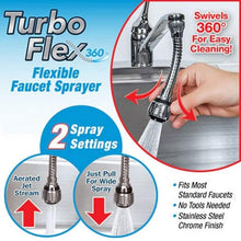 Load image into Gallery viewer, Turbo Flex 360 Degree Flexible 6 Inch Sprayer Extension Jet Stream/Water Saving Faucet
