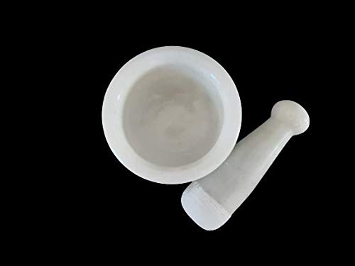 White Marble Imam Dasta/Mortar and Pestle Set/Ohkli Musal/Kharal/Idi Kallu/Khal Musal/Khalbatta/Spice Grinder-5 Inches Marble Masher