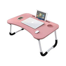 Load image into Gallery viewer, Study Table Laptop Table Foldable Solid Wooden, with Cup &amp; Pen Holder for Girls Boys Kids Children Used for Reading, Study, Homework Best for Students
