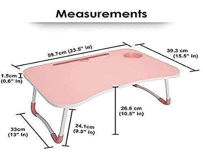 Study Table Laptop Table Foldable Solid Wooden, with Cup & Pen Holder for Girls Boys Kids Children Used for Reading, Study, Homework for Students
